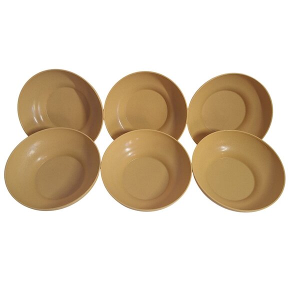 6 Vintage Tupperware Harvest Gold Cereal Salad Bowls 890 70s Yellow 6" Retro - Picture 1 of 8